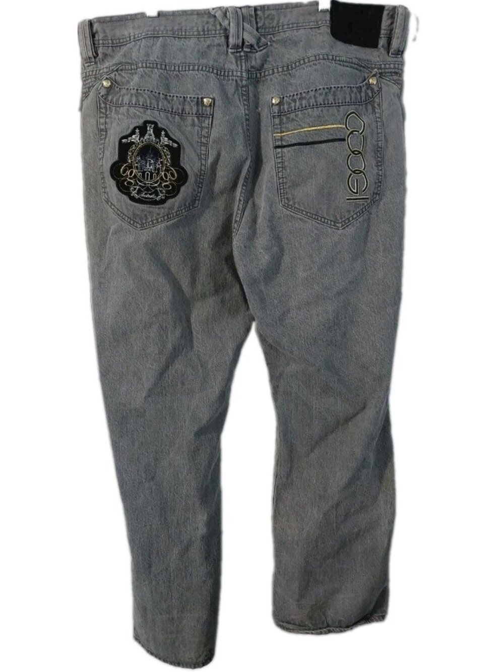 COOGI Mens Jeans Gray Size 44x35 Straight Leg Embroidery Pocket Read